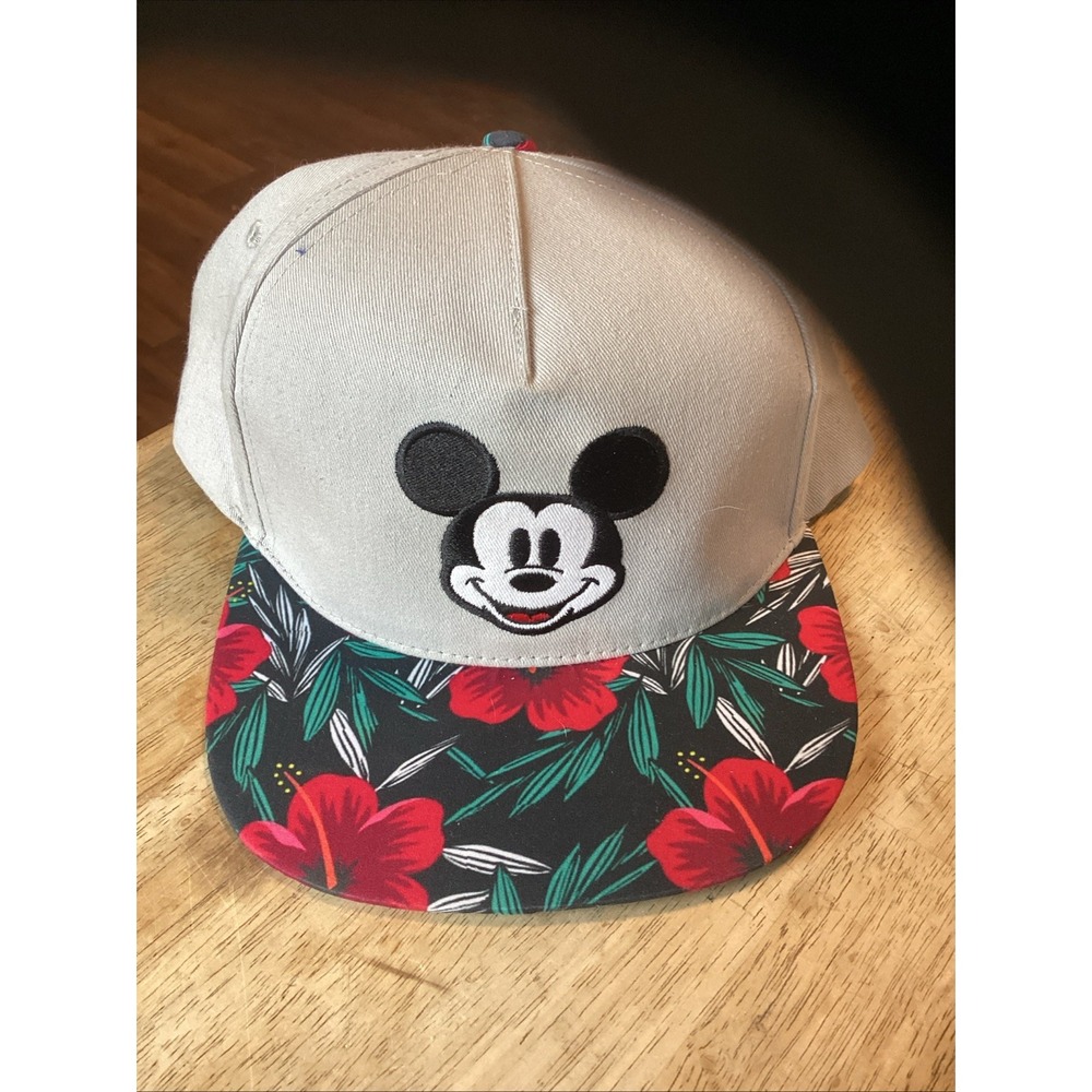 MICKEY MOUSE Hat Cap Disney Flat Bill Floral Tropical Hawaii Snapback Trucker